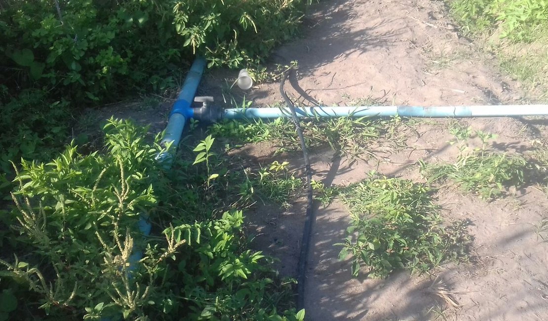 Agricultor que realizava captação de água irregular em lagoa é notificado, em Arapiraca