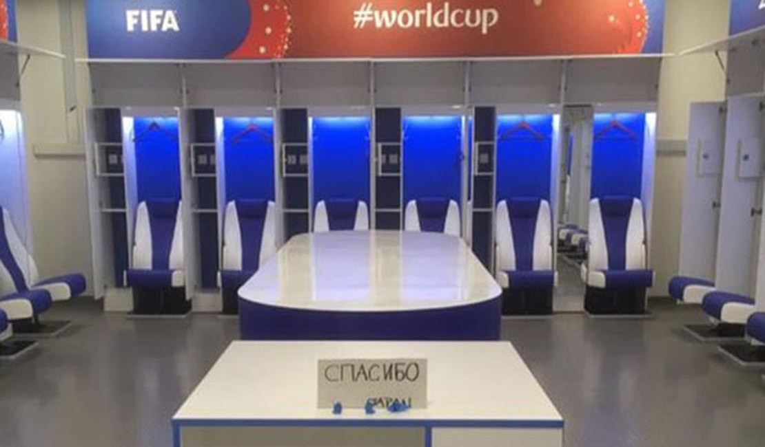 Após derrota, japoneses limpam vestiário e deixam mensagem de agradecimento