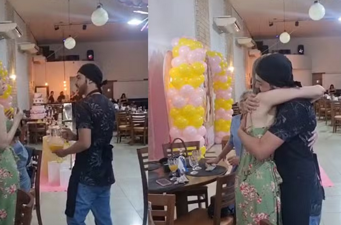 VÍDEO. Doador de medula se disfarça de garçom e surpreende mulher transplantada: 'Me trouxe a vida'