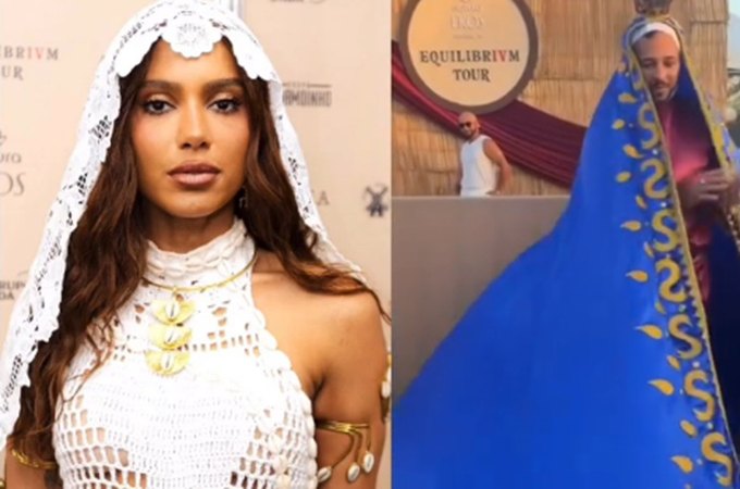 Look de fã caracterizado como Nossa Senhora Aparecida divide opiniões em show de Anitta
