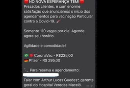É falsa informação que hospital de Maceió está vendendo vacina contra Covid-19