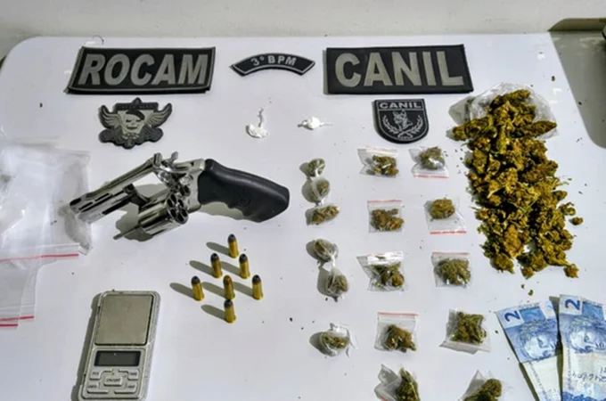 Homem é preso por tráfico de drogas e posse ilegal de arma de fogo no Brisa do Lago