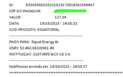 Cliente realizou pagamento para a falsa empresa, chamada Equatorial Energy