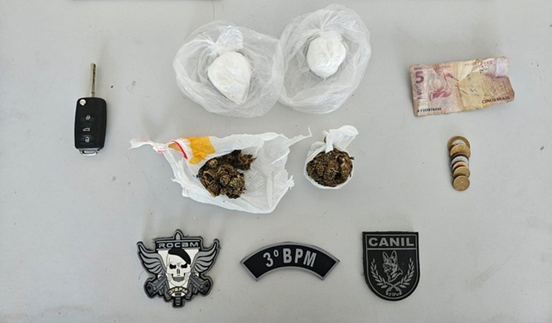 Policiais militares apreendem drogas e interceptam veículo após perseguição em bairros de Arapiraca