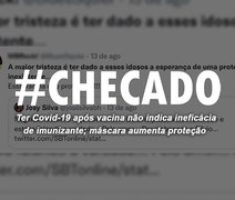 Checado: Ter Covid-19 após vacina não indica ineficácia de imunizante; máscara aumenta proteção