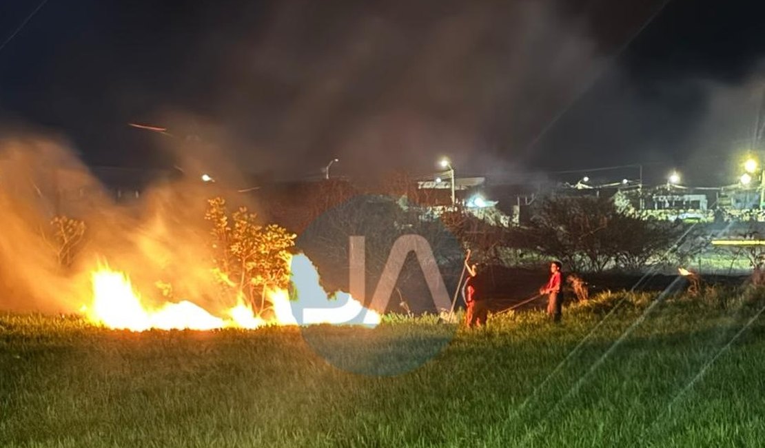 Incêndio em terreno às margens da AL-220 mobiliza Corpo de Bombeiros em Arapiraca