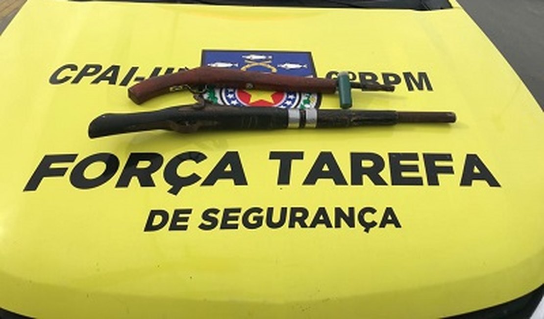 Em ações distintas, 6º BPM apreende armas de fogo e recupera veículo roubado no Norte de Alagoas