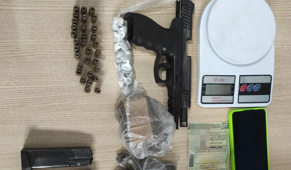 Homem é preso por tráfico de drogas e posse ilegal de arma de fogo