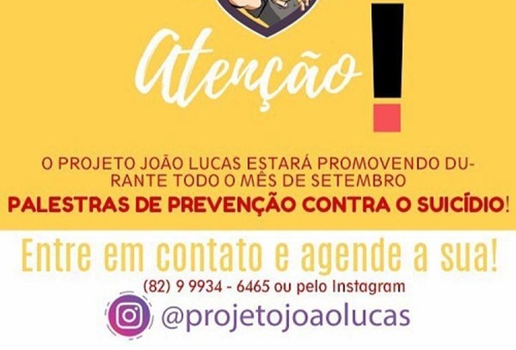 Projeto João Lucas abre agenda de palestras sobre o Setembro Amarelo