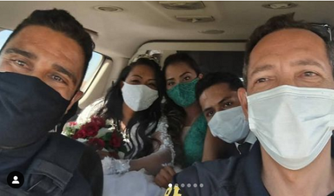 Agentes da PRF dão carona para noiva atrasada para cerimônia do próprio casamento