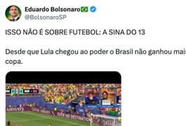 Eduardo e Flávio Bolsonaro culpam PT por eliminação do Brasil na Copa: 'Perdeu pênalti aos 13:13'