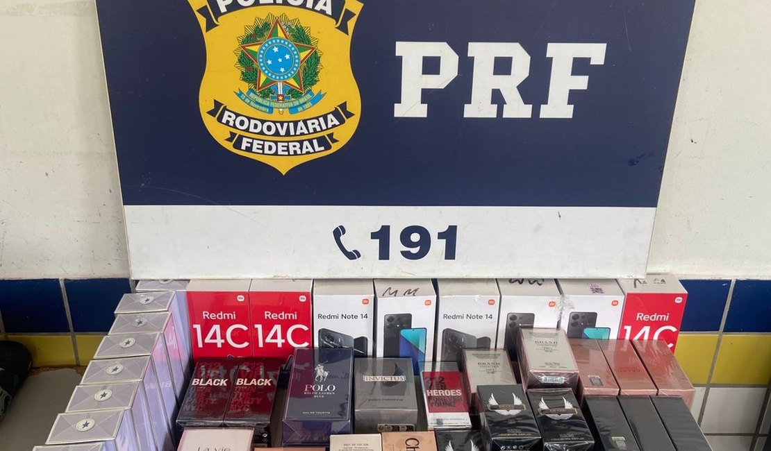 Ação da PRF apreende celulares, perfumes e outros produtos sem nota fiscal, em AL