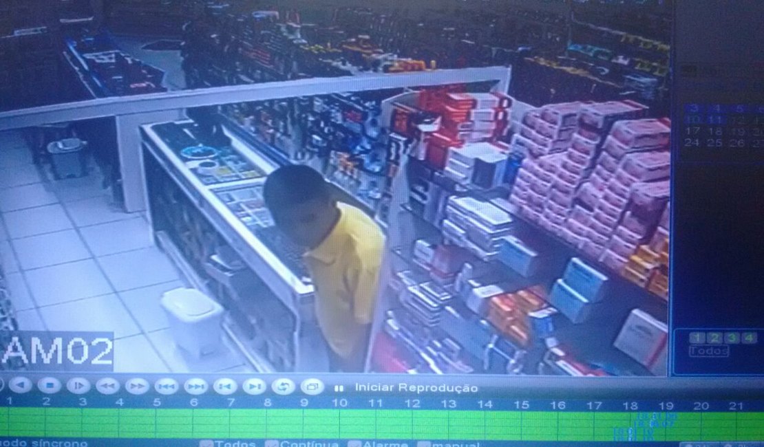 Confira o vídeo do assalto a sargento do 3° BPM em farmácia de Arapiraca