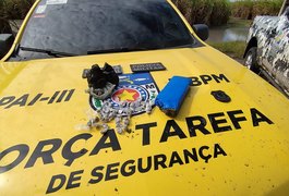 Homem é preso por tráfico de drogas, tenta fugir, mas é capturado novamente pela PM, em Teotônio Vilela