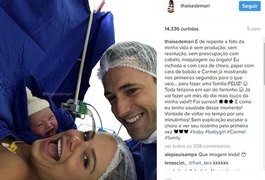 Mãe explica selfie com 'recém-nascida sorridente': 'Ela não estava berrando'