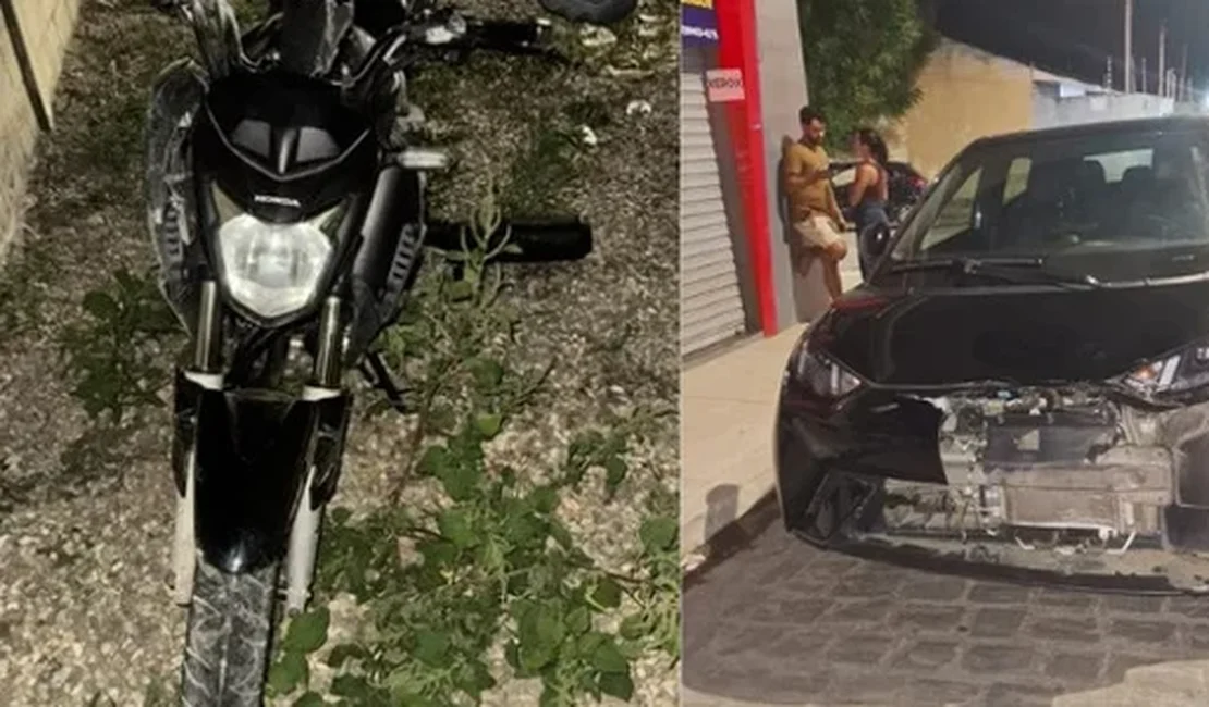 Adolescente de 16 anos fica ferido após colisão entre moto e carro em Arapiraca