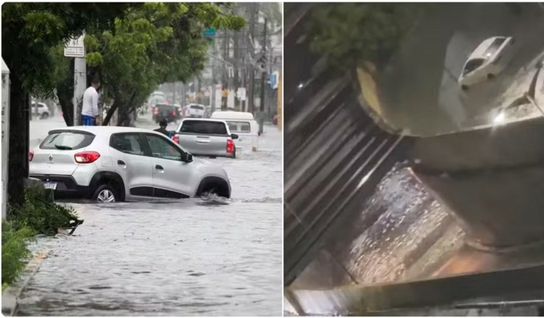 Forte chuva alaga ruas de Fortaleza e causa transtornos para a população