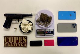 Ações da PMAL resultam em prisões por porte ilegal de arma, furto e tráfico de drogas