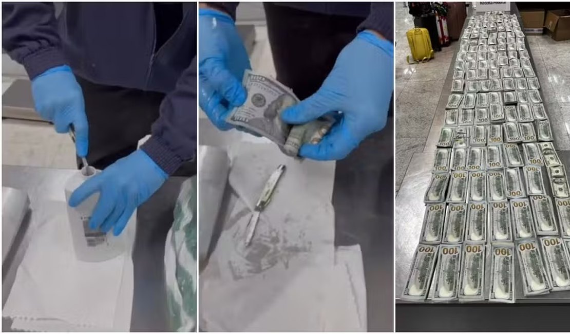 203 mil dólares são encontrados dentro de frascos de xampu em bagagem no Aeroporto Internacional de SP
