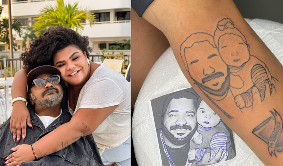 Filha de ﻿Arlindo Cruz, Flora Cruz homenageia o pai com tatuagem: 'te eternizei'