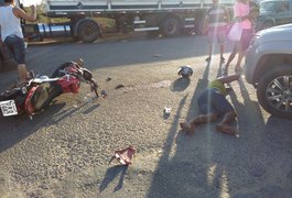 Acidente envolvendo carro e moto deixa dois feridos na AL-115 em Arapiraca