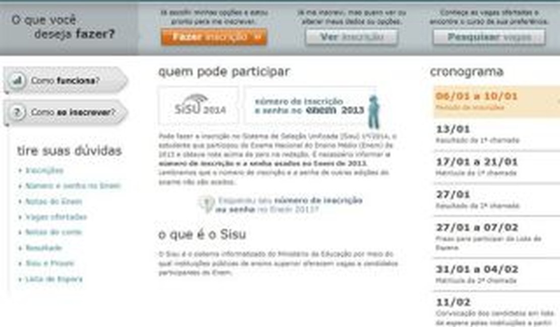 Inscrições para o Sisu começam nesta segunda-feira (19)