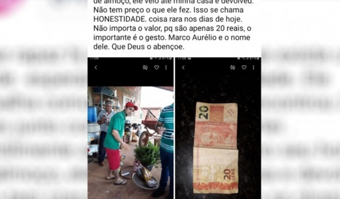 Catador de recicláveis acha R$ 20 em lixo e devolve à dona