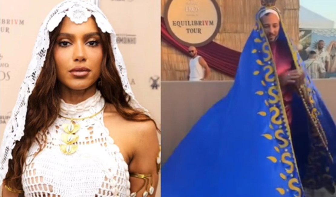 Look de fã caracterizado como Nossa Senhora Aparecida divide opiniões em show de Anitta