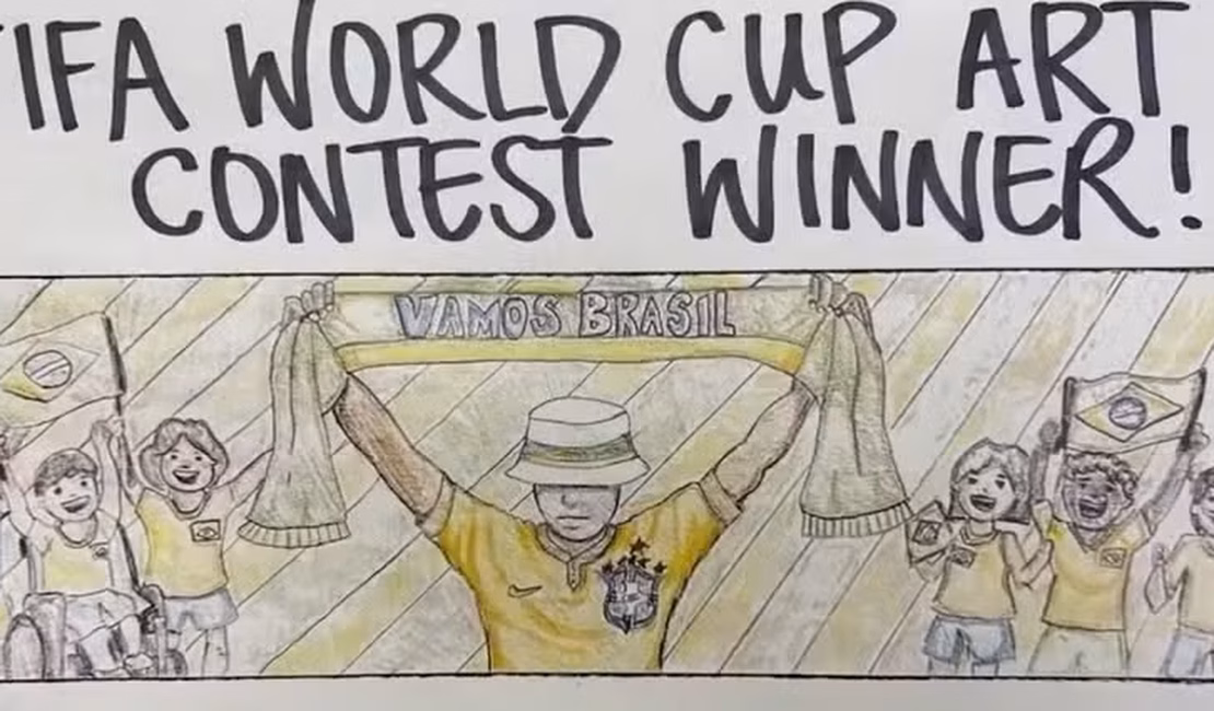 Estudante de 12 anos vence concurso da Fifa e terá desenho no ônibus da Seleção