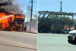 Ônibus que saiu de Alagoas é destruído em incêndio ao chegar ﻿no Distrito Federal