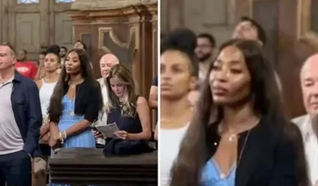 Naomi Campbell passa o Natal no Brasil e participa de missa em Minas Gerais