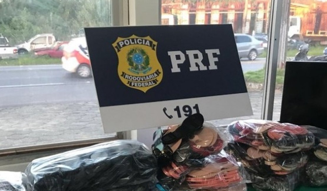 PRF prende uma pessoa e apreende mercadorias falsificadas na BR-316, em Atalaia