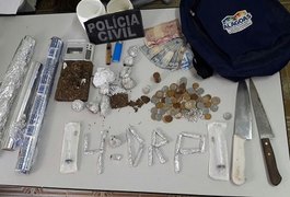 Operação prende três, apreende drogas e motocicleta roubada em Arapiraca
