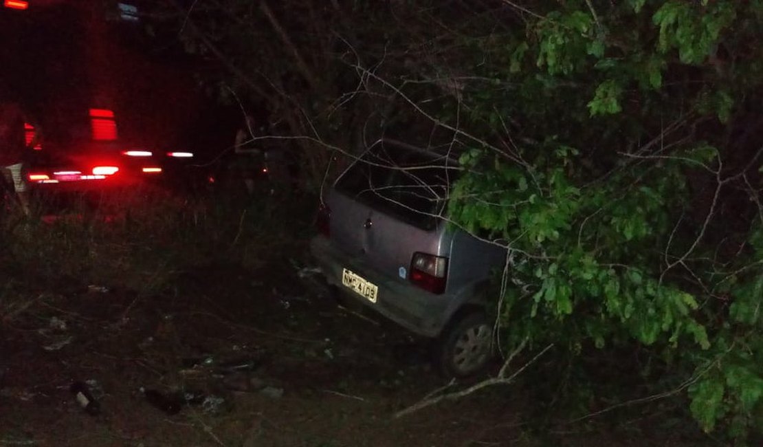 Homem fica ferido após colisão de carro em árvore na AL 110, sentido São Sebastião