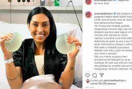 Ex-BBB Amanda Djehdian comemora retirada das próteses de silicone dos seios: “Livre”