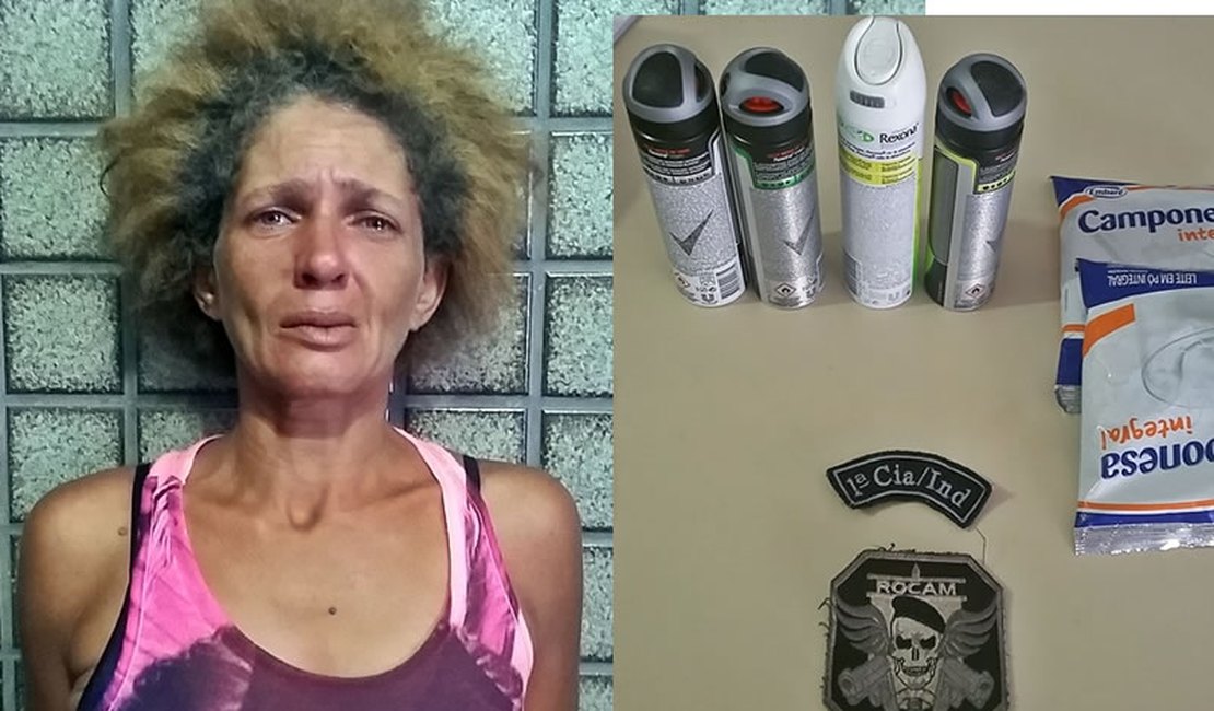 Dependente química é detida suspeita de furtar desodorantes e leite