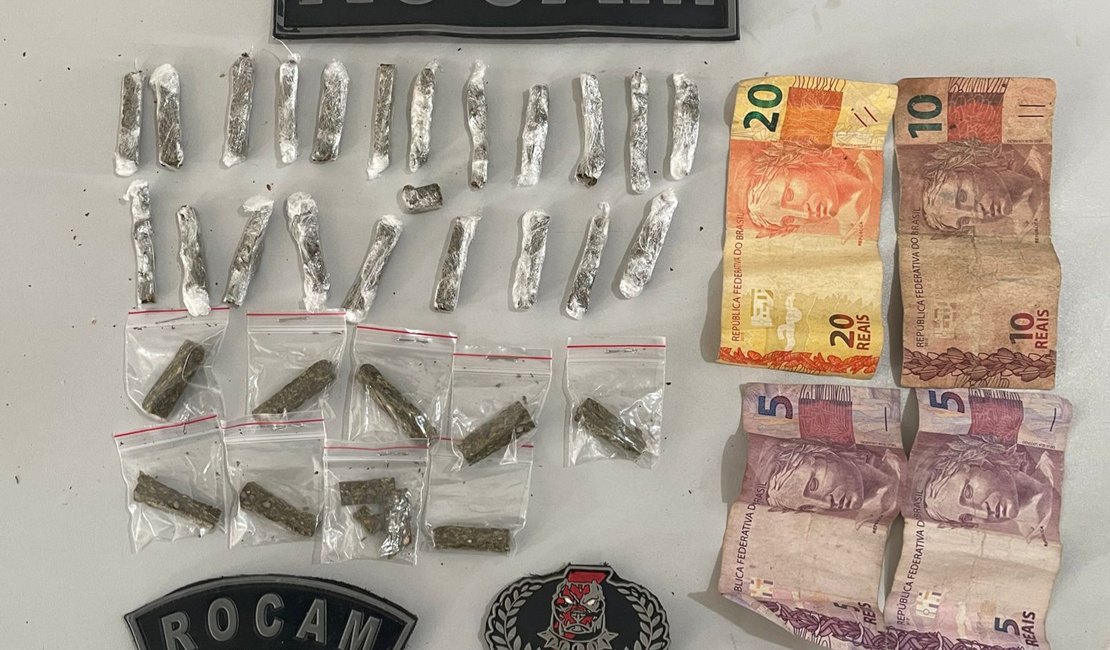 Homem tenta esconder maconha na boca, mas acaba preso com a esposa em posse de mais drogas, em Arapiraca