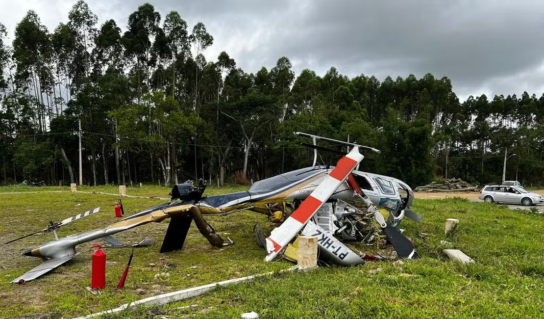 Helicóptero cai com cinco pessoas a bordo em Santa Catarina