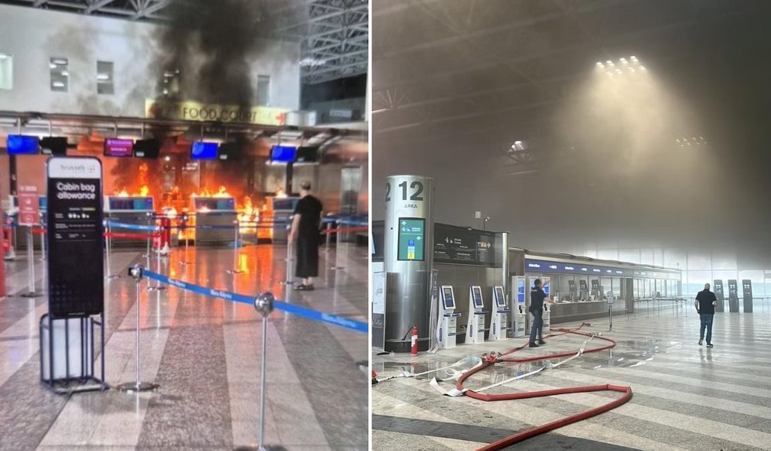 Homem ateia fogo em balcão de check-in no aeroporto e causa pânico entre passageiros