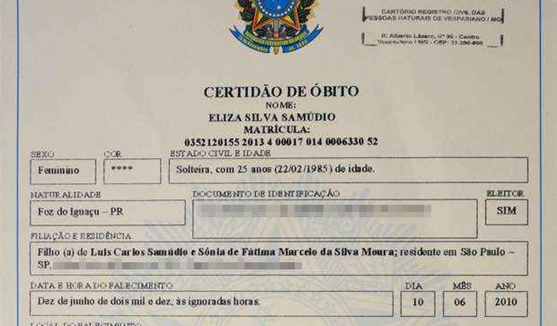 Justiça vai julgar pedido para anular certidão de óbito de Eliza Samudio