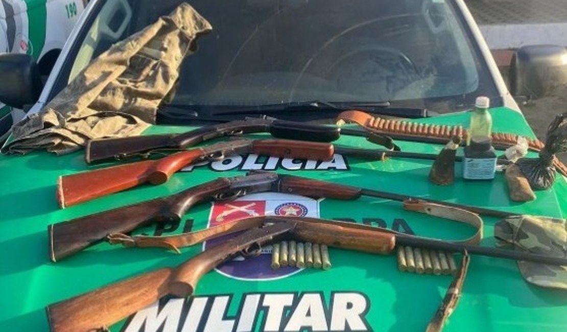 Quatro armas são apreendidas com caçadores no Agreste