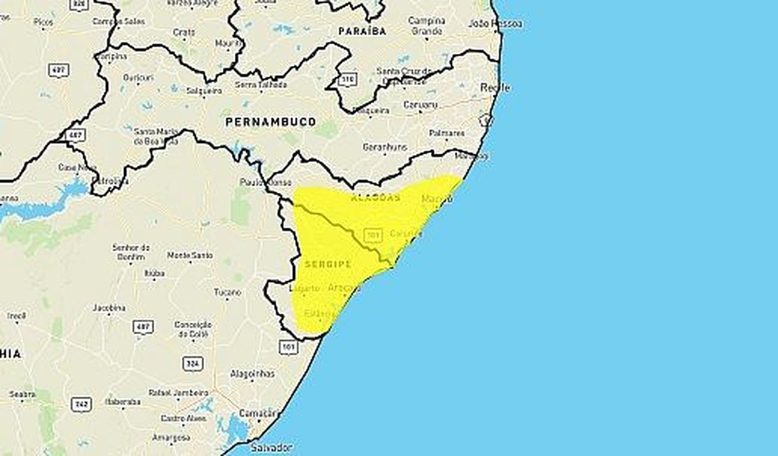 Pode chover em 61 municípios de Alagoas nas próximas horas, aponta Inmet