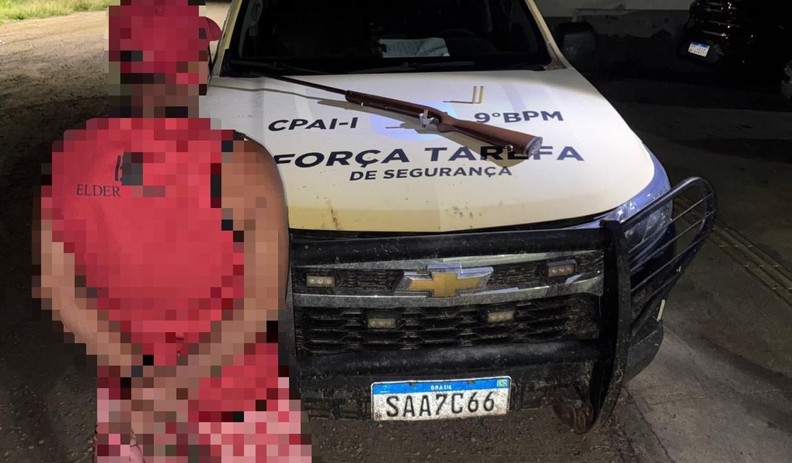 Homem é preso após ameaçar morador com espingarda e faca no Sertão alagoano