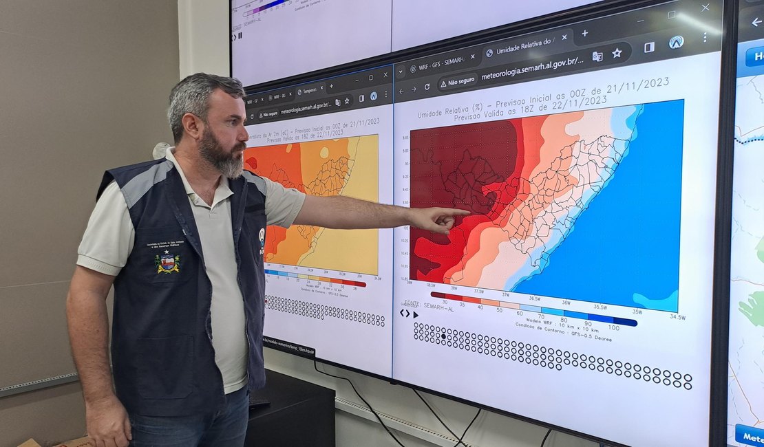 Semarh emite alerta para Estado de Atenção devido à baixa umidade no Sertão de Alagoas nos próximos dias