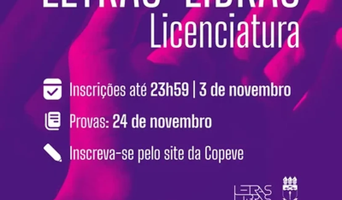 Licenciatura em Letras-Libras da Ufal oferece 50 vagas; inscrições até dia 3