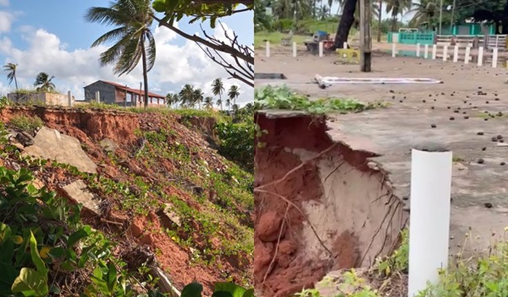 Avanço do mar deixa moradores de loteamento e turistas em risco, em Coruripe