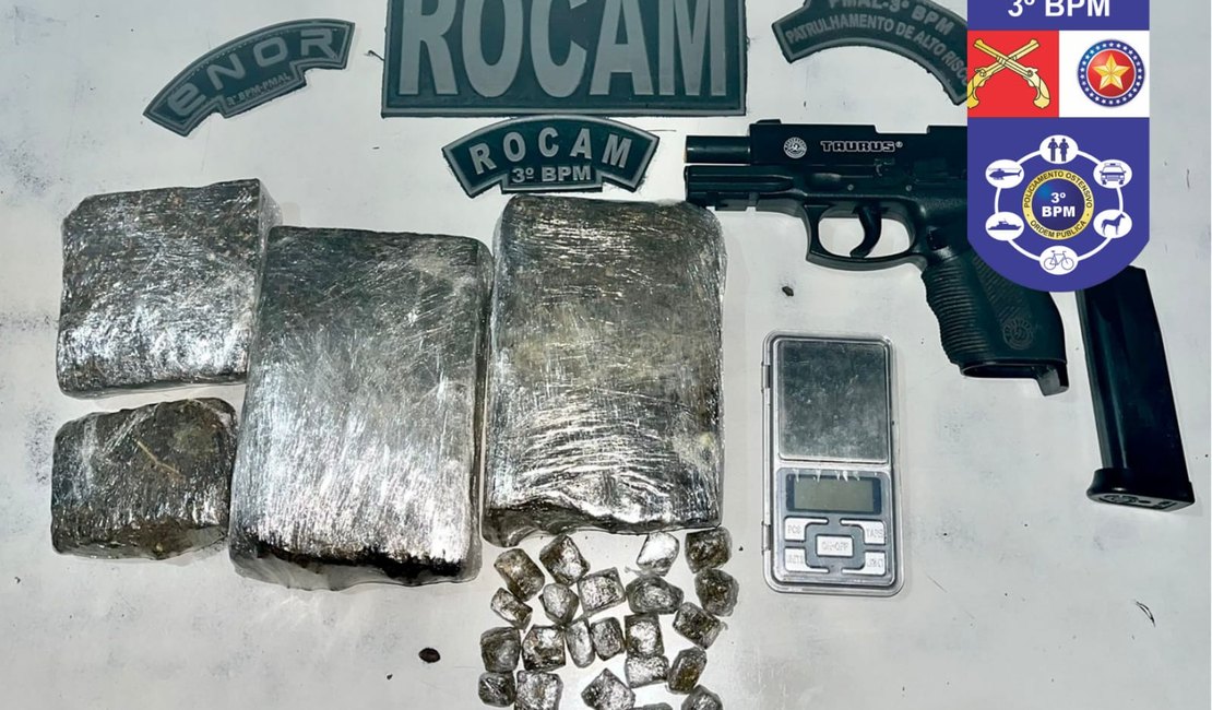 idoso é preso por tráfico ao ser flagrado com drogas e simulacro de arma, no Agreste