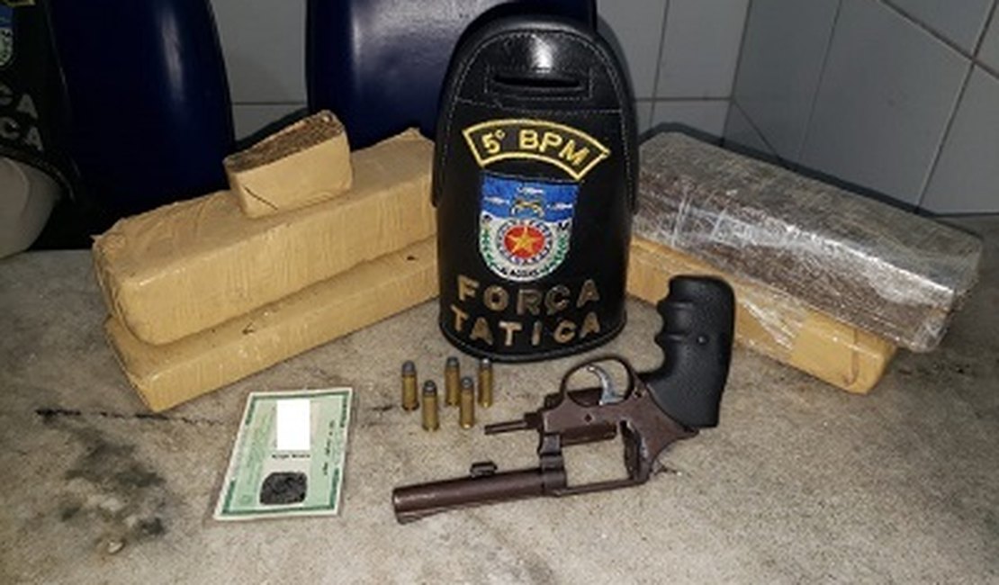 PM apreende arma de fogo e mais de 3kg de maconha em Maceió
