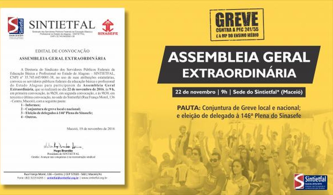 GREVE: Assembleia Geral com servidores do IFAL ocorre nesta terça-feira (22)