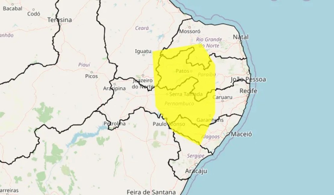 Inmet emite alerta de baixa umidade para 38 municípios de Alagoas